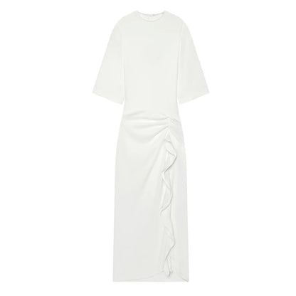 Women's Dress New Pleated Slit Midi Dress Spring Sexy Elegant Women's Long Dress