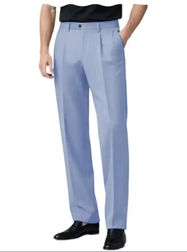 Men's Dress Pants Premium Chinos Business Pleated Wide-Leg Versatile Formal Casual Trousers Daily Office Banquet Wedding Summer