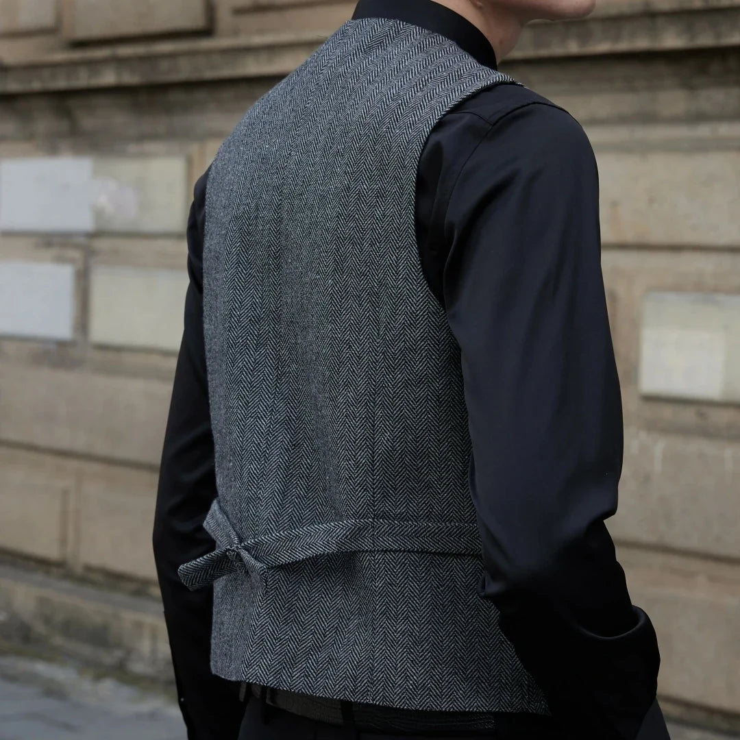Men Vest Gray Blue With Lapel Single Button Waistcoat For Wedding Birthday Formal Business Casual Banquet Daily Men Suit Vest