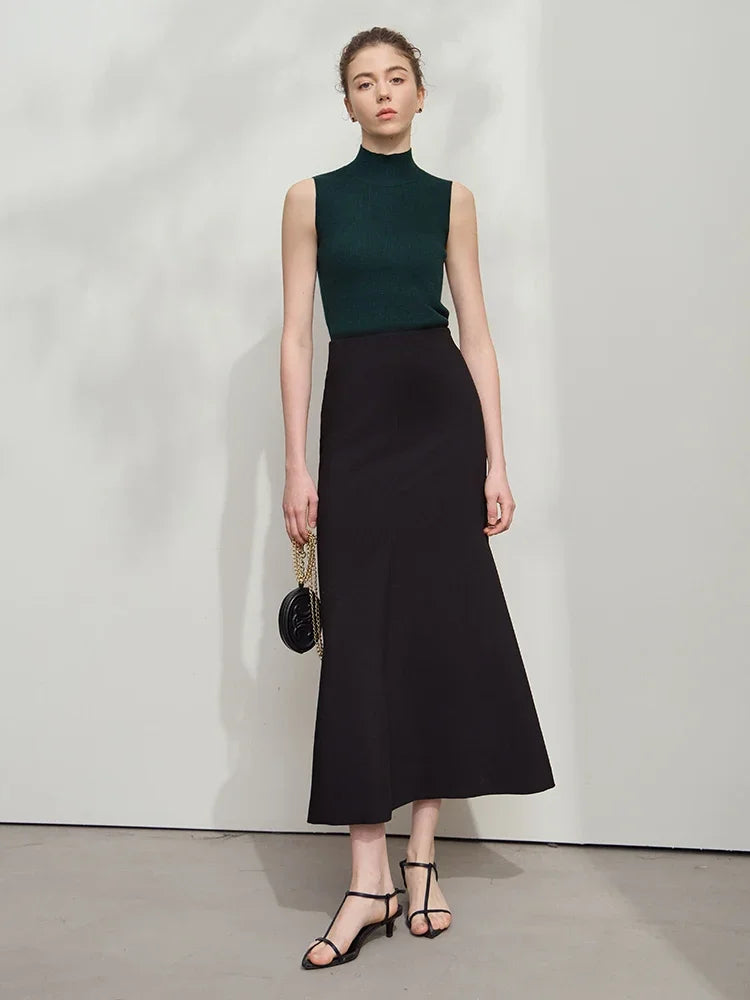 Minimalist Skirt Mermaid For Women 2025 Spring New Elegant Office Lady Solid Mid Length Slim Thin Elastic Skirts 12521065
