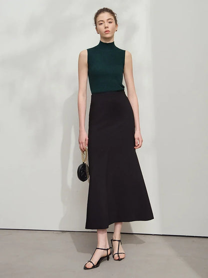 Minimalist Skirt Mermaid For Women 2025 Spring New Elegant Office Lady Solid Mid Length Slim Thin Elastic Skirts 12521065