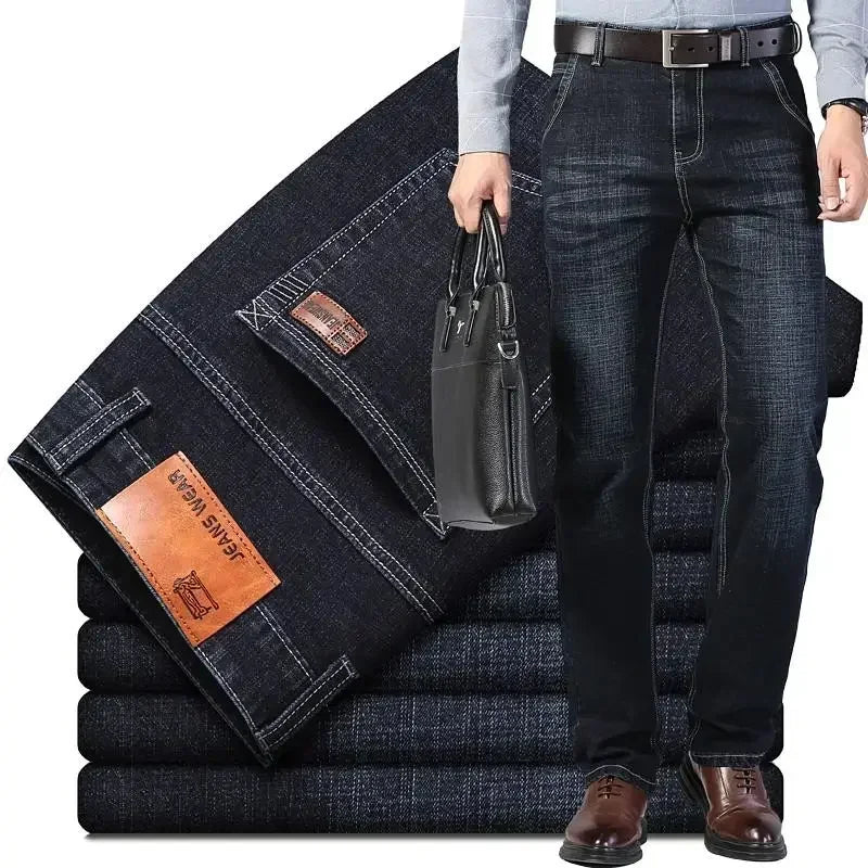 2026 Men's Slim Fashion Denim High Quality Male Pants Elastic Black Blue Leisure Jeans Brand Clothing