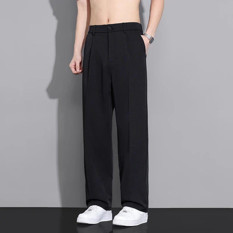 White Luxury Draped Suit Pants Men Fashion Dress Pants Korean Loose Straight Casual Pants Mens Office Formal Trousers Male S-3XL