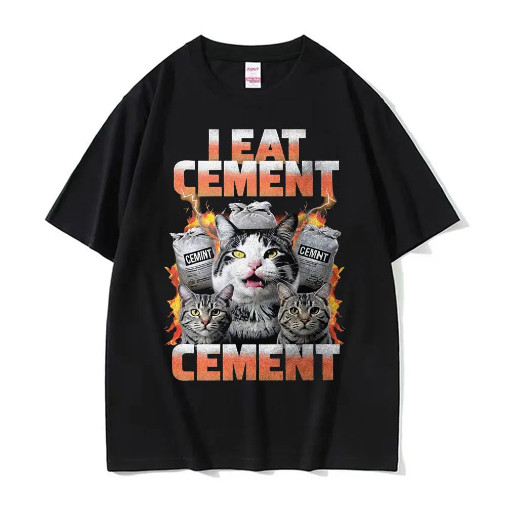 I Eat Solder Cursed Funny Cat Meme T Shirt Men Women's Clothing Fashion Casual T Shirts Summer High Quality Cotton T-shirts Tops
