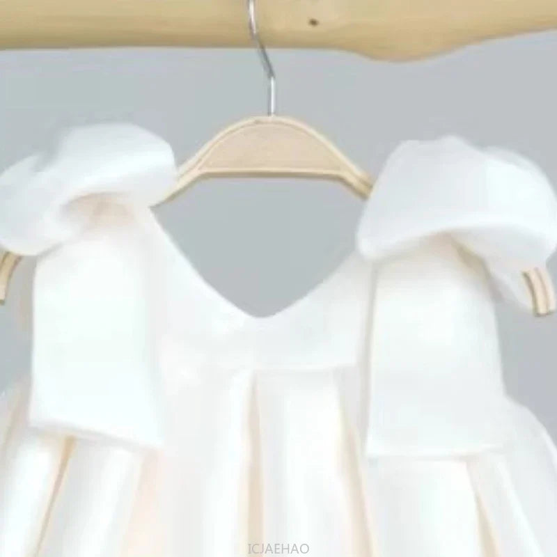 Teen Girl Clothes 2026 White Girls Host Dress Children Gown Costume Kids Summer Performance Outfit Birthday Party Princess Tutu