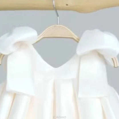 Teen Girl Clothes 2026 White Girls Host Dress Children Gown Costume Kids Summer Performance Outfit Birthday Party Princess Tutu