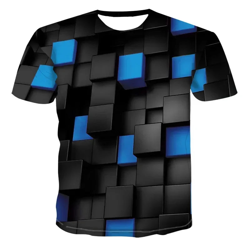 Men's 3D printed T-shirt, oversized loose fitting clothing for men, retro fashionable short sleeved top, fun and affordable roun