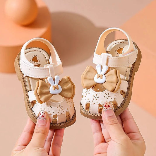 2026 Solid Bow Children's Summer Shoes Cute PVC Beach Non Slip Sandals For Baby Girls Footwear Soft Infant Kids Fashion Sandals