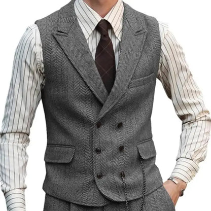 Men Vest Brown Suede Leather Gentleman Business Waistcoat Vintage Regular Slim Business Banquet Men Suit Vest