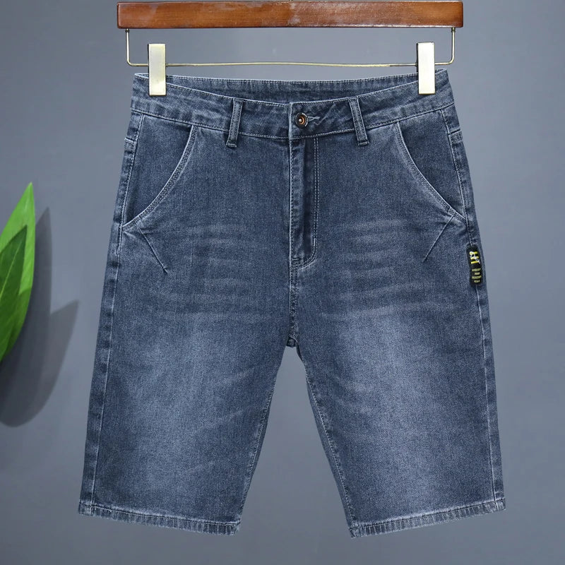 Men's Straight Casual Denim Shorts Simple Solid Color Slim Jeans Comfortable Breathable Bermuda Short Pants Summer
