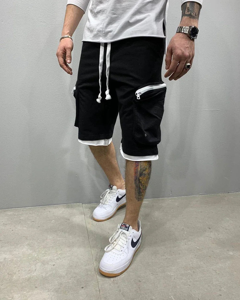 Men‘s Cargo Shorts Cotton Workout Fitness Shorts Breathable Jogger Training Gym Bodybuilding Multi Pocket Thick Shorts