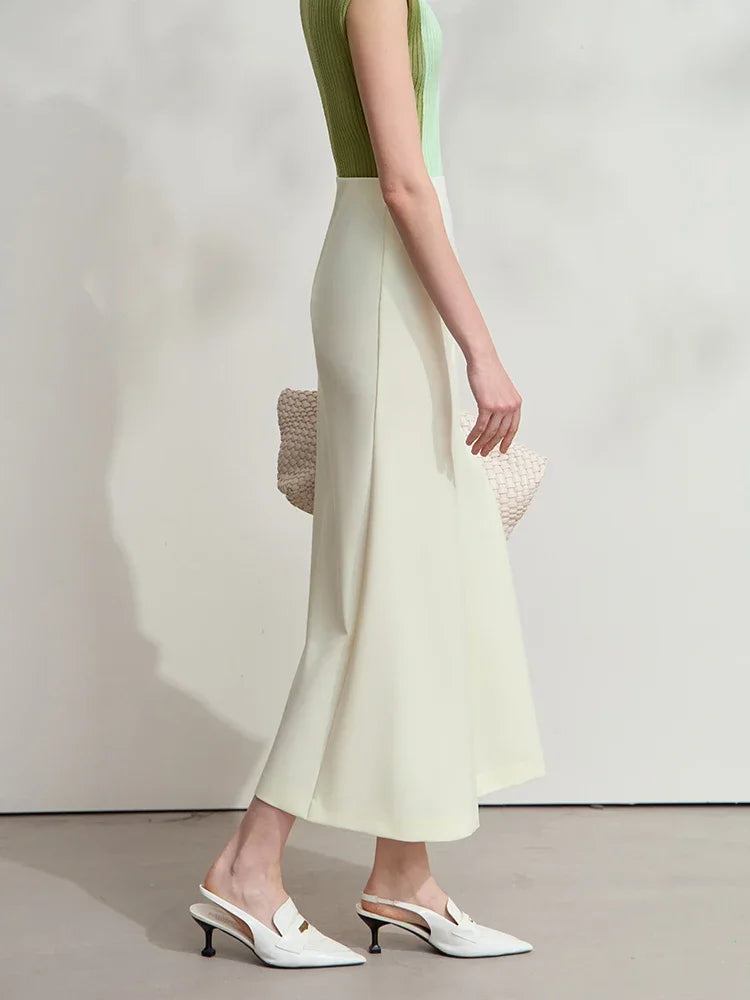 Minimalist Skirt Mermaid For Women 2025 Spring New Elegant Office Lady Solid Mid Length Slim Thin Elastic Skirts 12521065