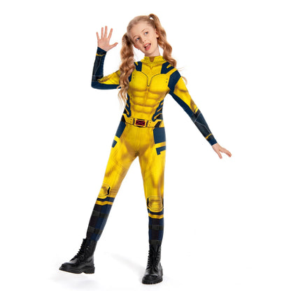 Kids Deadpool Wolverine Cosplay Costume Superhero Boys Girls Superhero Children Halloween Party Bodysuit Elastic Zenti Jumpsuits