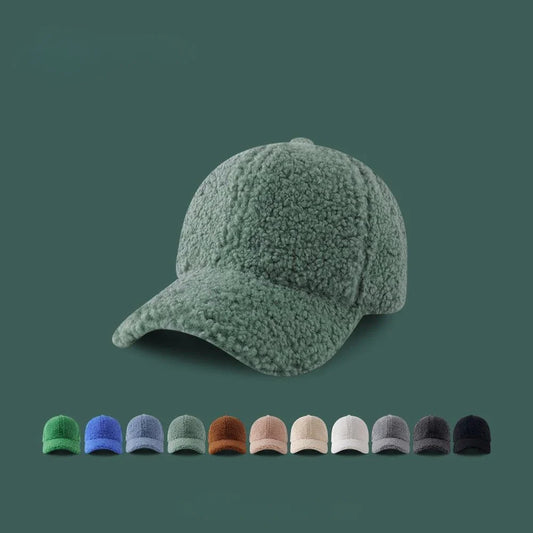 Artificial Lamb Wool Baseball Cap Women Winter Warm Hat Men Outdoor Sports Travels Baseball Hats Autumn Spring Hats
