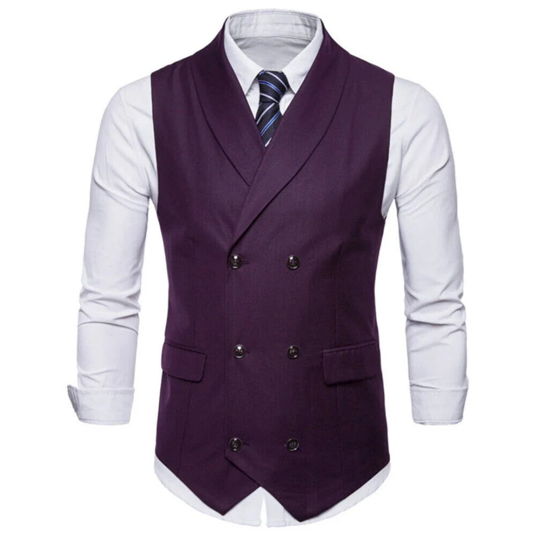 Men Vest White Solid Double Button With Lapel Waistcoat For Wedding Banquet Prom Business Office Work Casual Daily Men Suit Vest