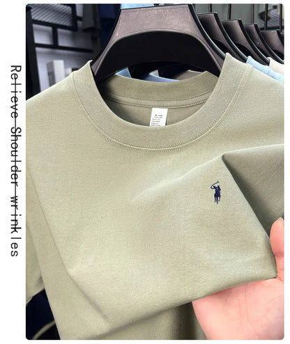 100% cotton high-end short sleeve T-shirt summer designer brand pony embroidery round neck top fashion casual golf men's wear