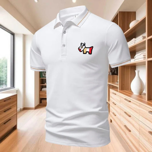 New men's T-shirt classic short sleeved polo shirt summer top casual T-shirt button collar oversized casual polo shirt