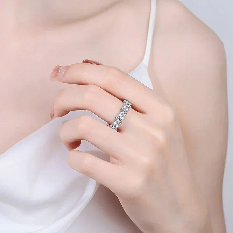 Full D Color Moissanite Diamond Rings for Women S925 Sterling Silver with Gold  Plated Wedding Engagement Band Ring