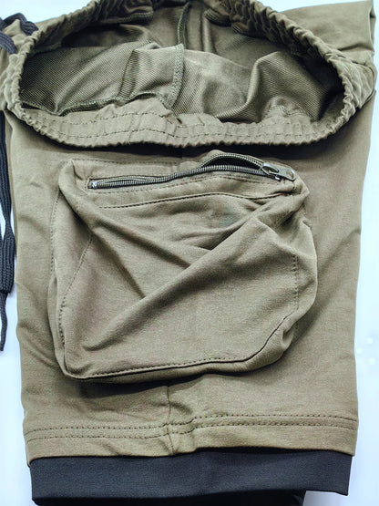 Men‘s Cargo Shorts Cotton Workout Fitness Shorts Breathable Jogger Training Gym Bodybuilding Multi Pocket Thick Shorts