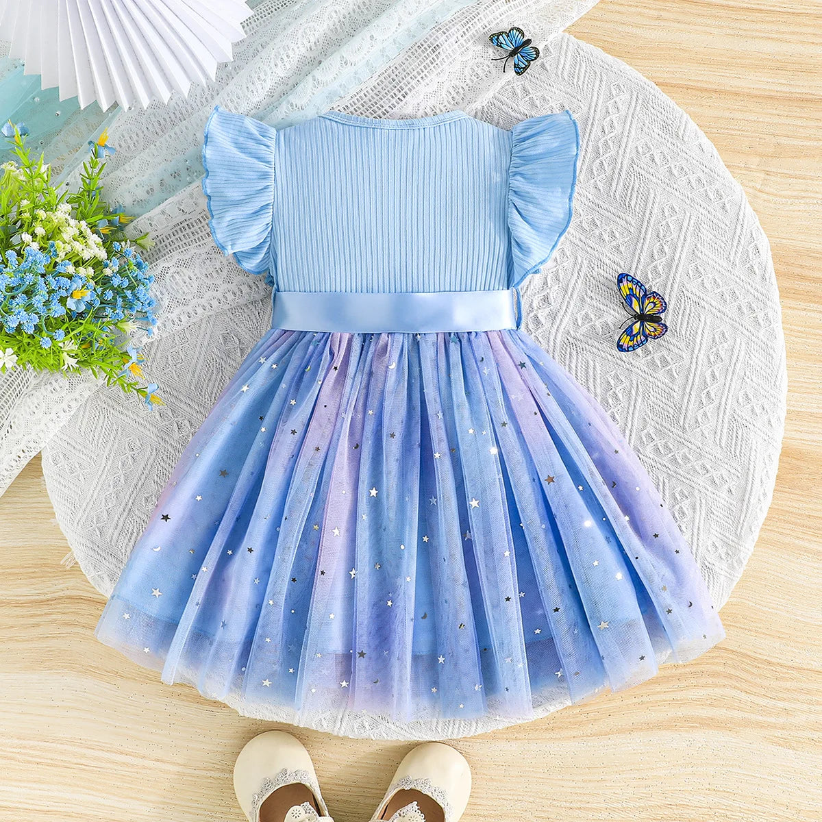 Baby Girl Cute Dress New Summer Toddler Kids Mesh Tutu Dresses Sequin Bow Children Birthday Party Dress Baby Girls Tulle Clothes