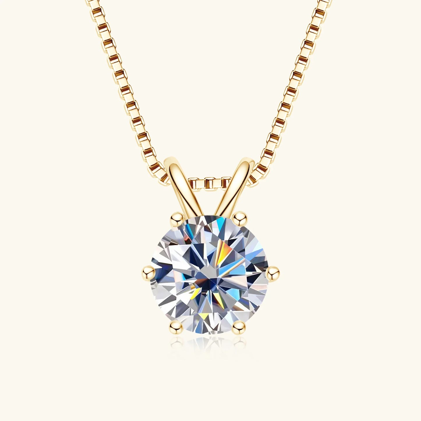 Moissanite Pendant Necklace 0.5-3CT D Color VVS1 6 Prong 925 Sterling Silver 18K Gold Plated Solitaire Necklace