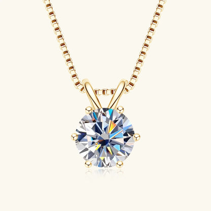 Moissanite Pendant Necklace 0.5-3CT D Color VVS1 6 Prong 925 Sterling Silver 18K Gold Plated Solitaire Necklace