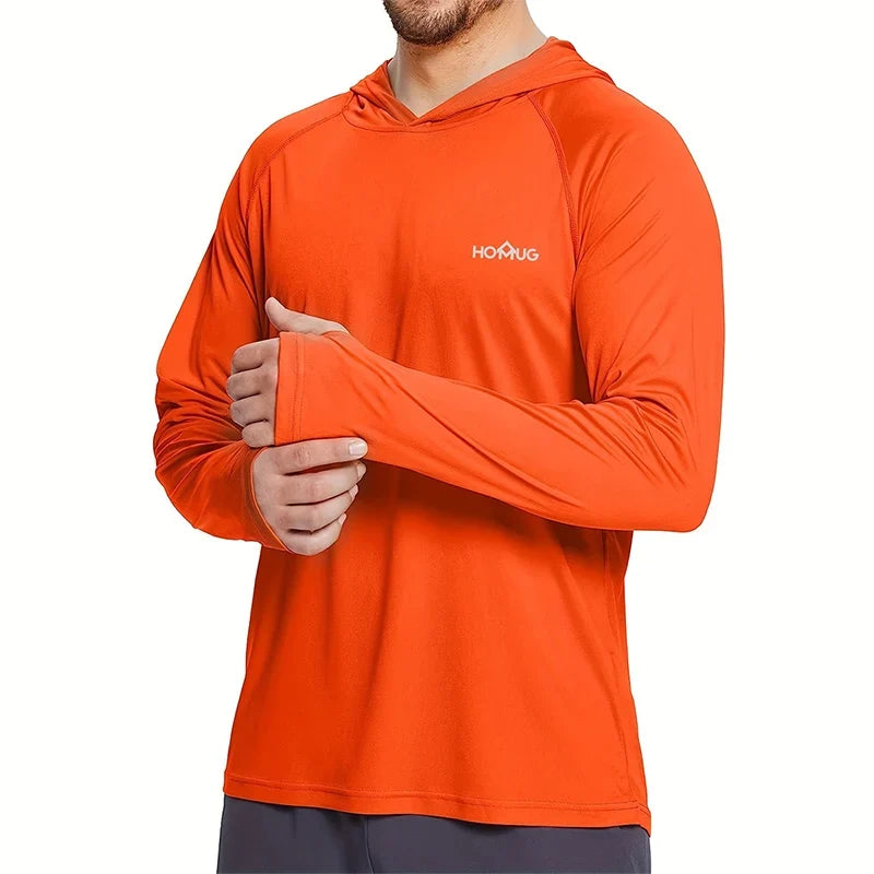 Men's Hoodie Sun Protection UPF50+ T-Shirt Long Sleeve Cycling Shirt Hooded Quick Drying Breathable Sunscreen UV Fishing Shirts