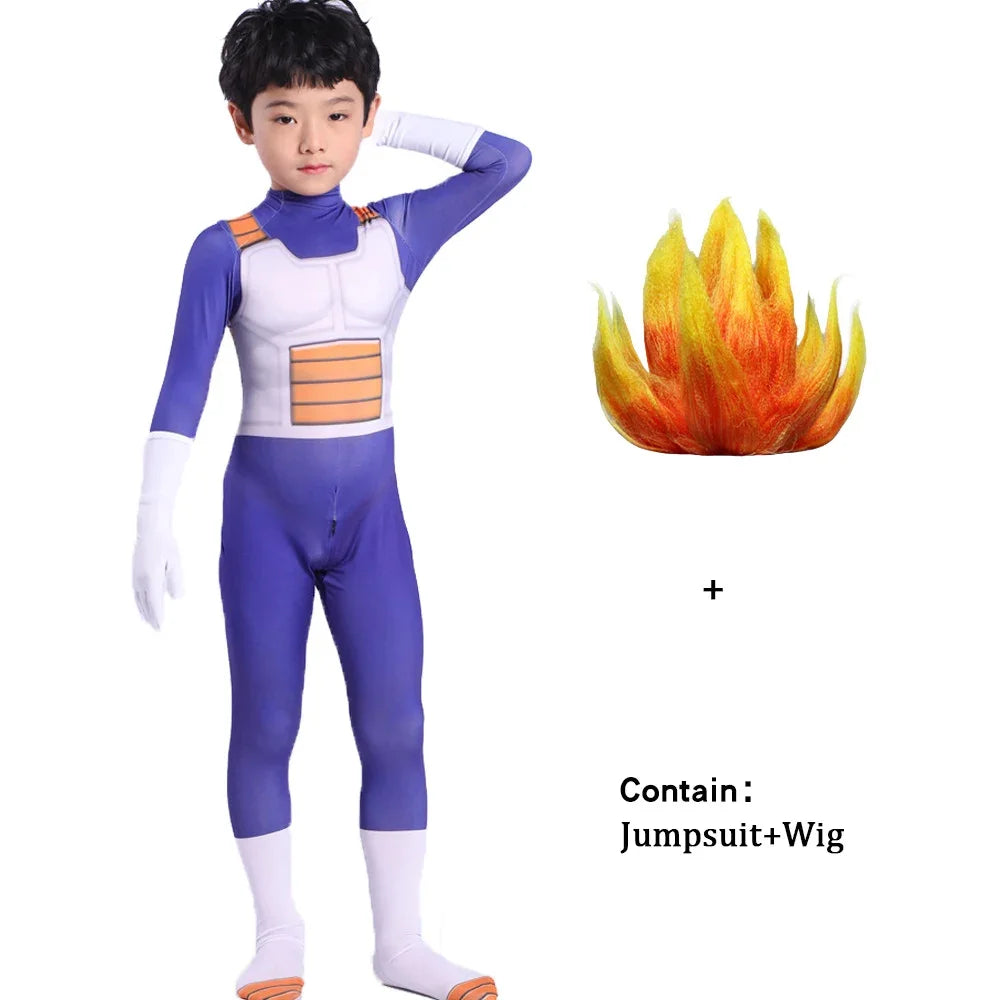 Kids Adult Blue Vegeta-boy Cosplay Costume Goku Costume Suit Superhero Jumpsuit Finery Dress Up