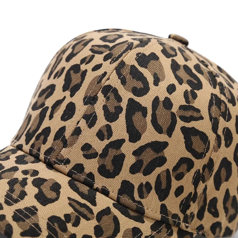 Leopard Print Baseball Caps for Women Men Hip Hop Ponytail Messy Buns Outdoor Sport Hats Accessories
