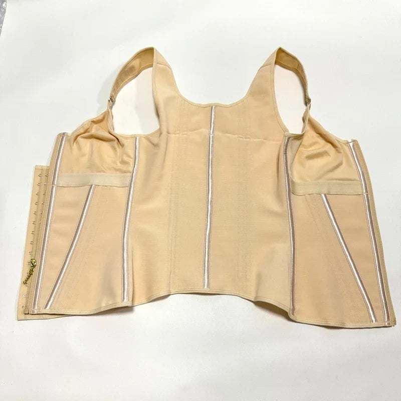 Shapewear Women Fajas Waist Trainer Tummy Control Vest Body Shaper 17 Steel Bones 3-Row Hooks Zipper Adjustable Strap
