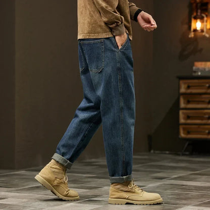 Men's 95% Cotton Jeans High Quality Loose Harem Pants Fashion Baggy Casual Outdoor Work Denim Pants Brand Men's Clothing