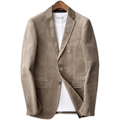 Autumn Winter 2025 New Korean Version of Fashion Handsome Men Young Slim Casual Corduroy Suit Cotton Corduroy Suit Jacket  M-4XL