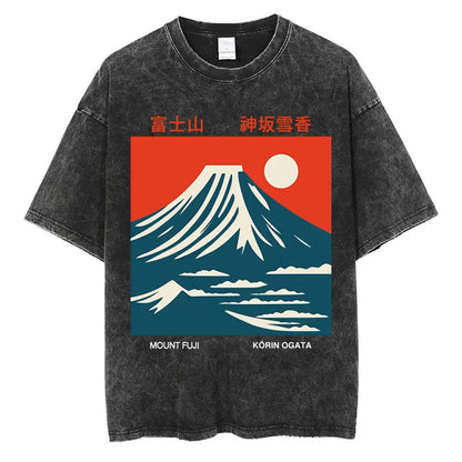 Japanese Tokyo Tokyo Culture Print Washed T Shirt Funny Fashion Vintage Men Women T-shirts Cotton Casual Loose Tees Streetwear