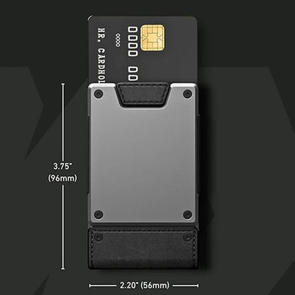 Men's Slim Minimalist Wallet Leather Metal RFID Blocking Front Back Pocket Card Holder