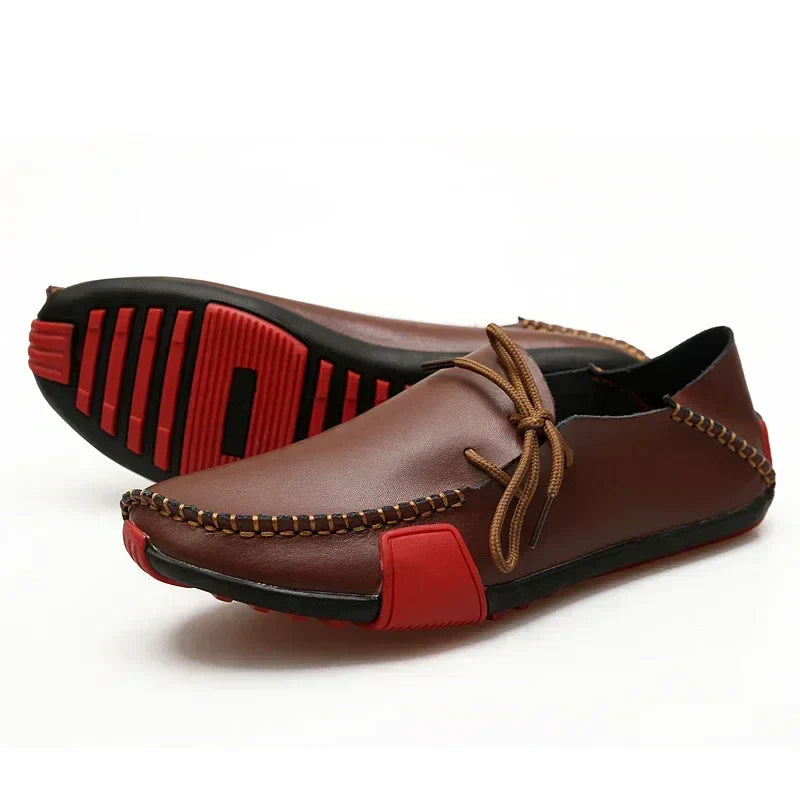 Men Shoes Leather Casual 2025 Italian Soft Men Loafers Handmade Moccasins Breathable Slip on Boat Shoes Zapatos Hombre