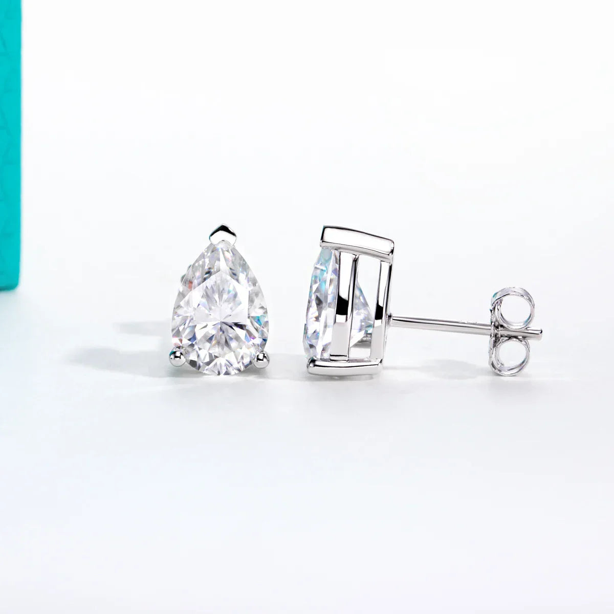 Classic Stud Earrings for Women 1cttw-6cttw Pear Moissanites 925 Sterling Silver D Color VVS1 Moissanite Earrings