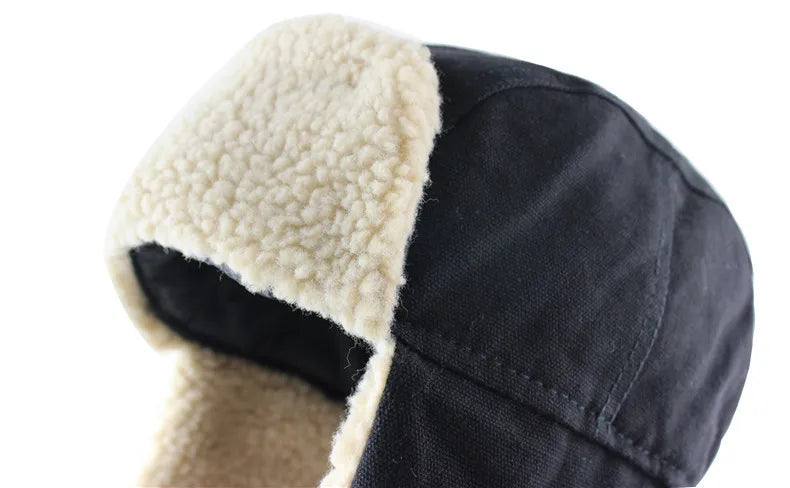 Army Military Ushanka Men&Women Windproof Winter Bomber Hats with Goggles Warm Lamb Wool Pilot Earflap Thermal Snow Cap