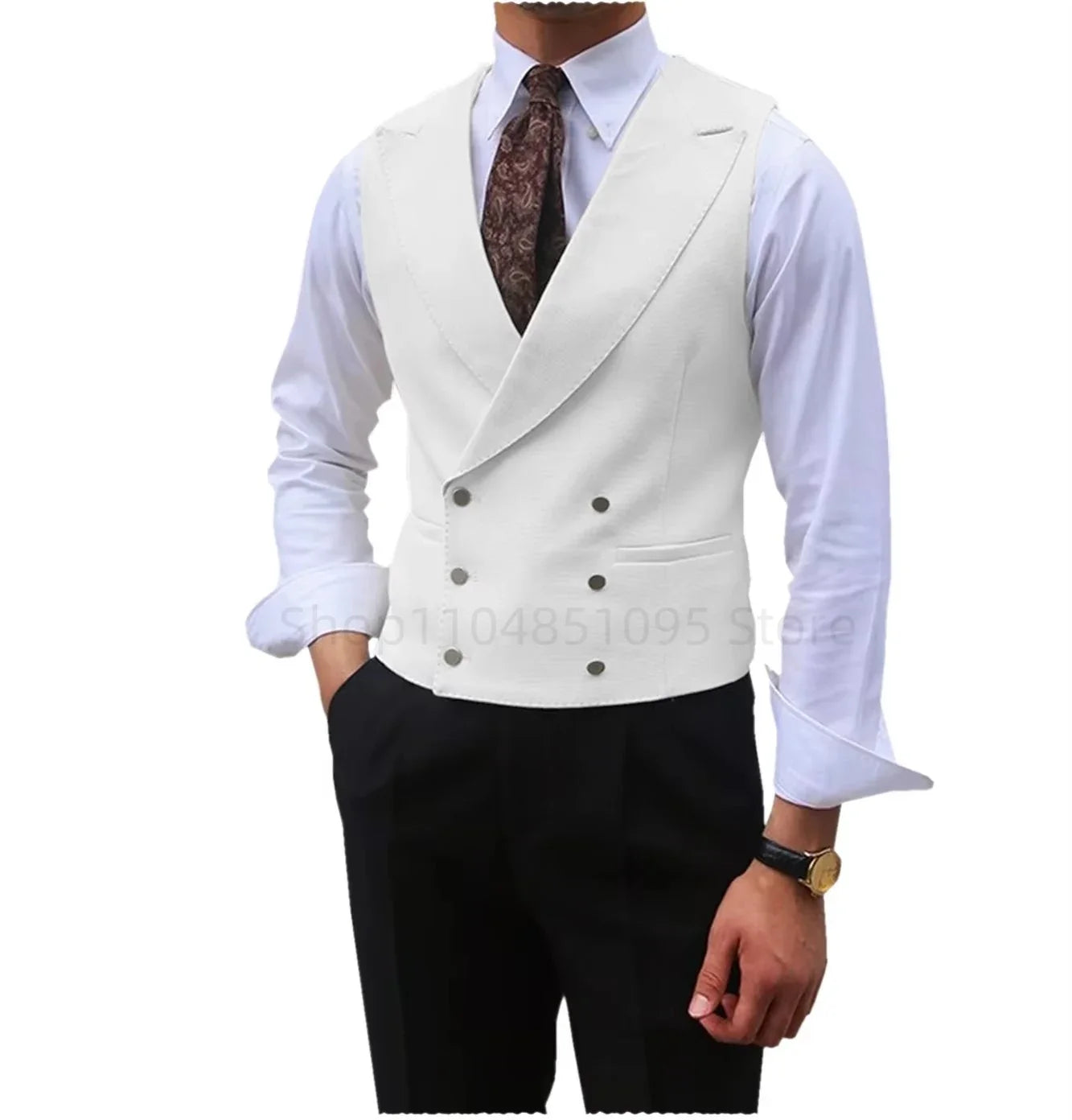 Fashion Solid Vests for Men Casual Style Sleeveless Male Fashion Waistcoat 1 Piece Slim Fit Beach Prom Party Suits Vest