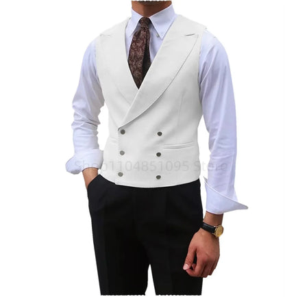 Fashion Solid Vests for Men Casual Style Sleeveless Male Fashion Waistcoat 1 Piece Slim Fit Beach Prom Party Suits Vest