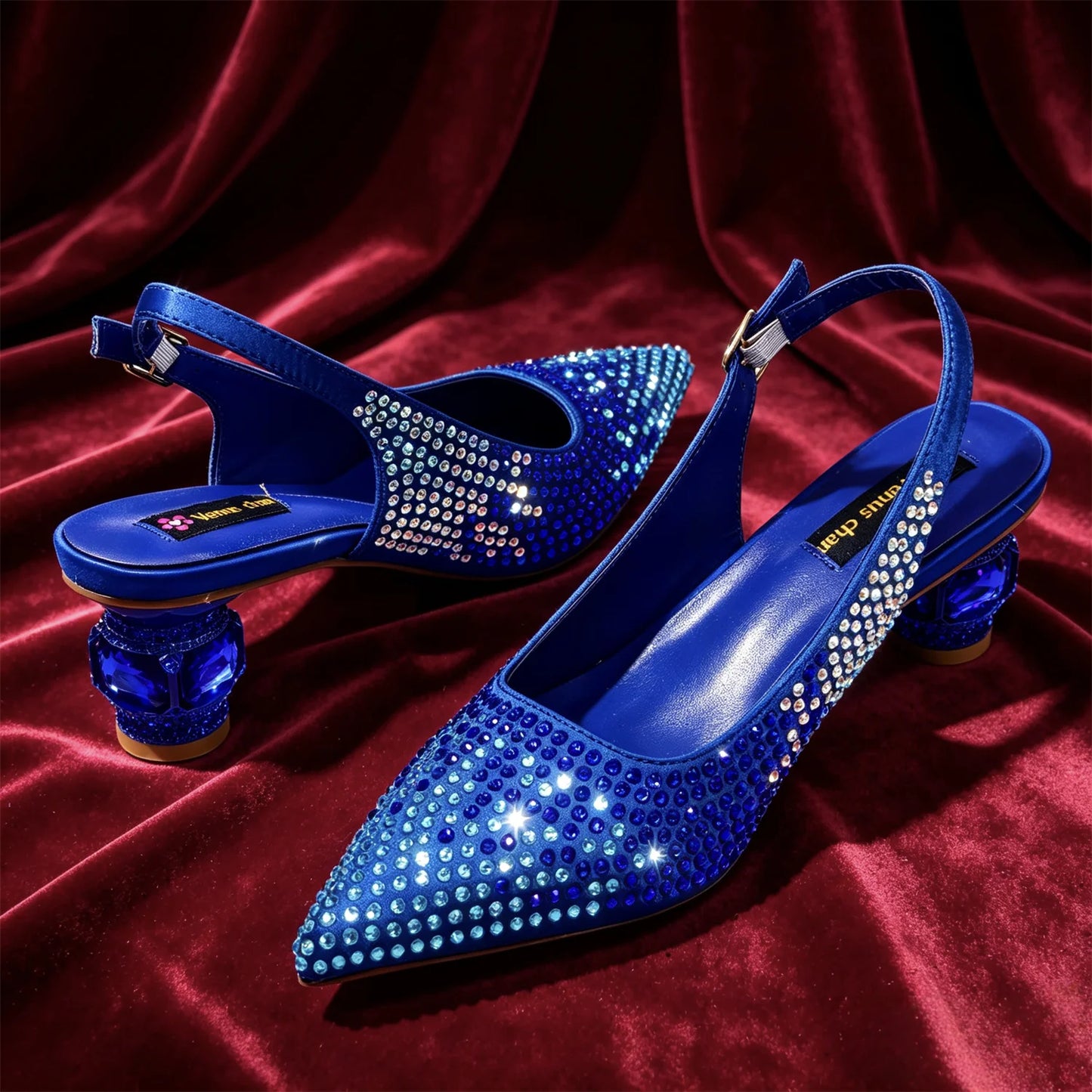 Emerald Green Rhinestone Heels & Bag Set Crystal Slingback Pumps with Matching Handbag for Wedding Party