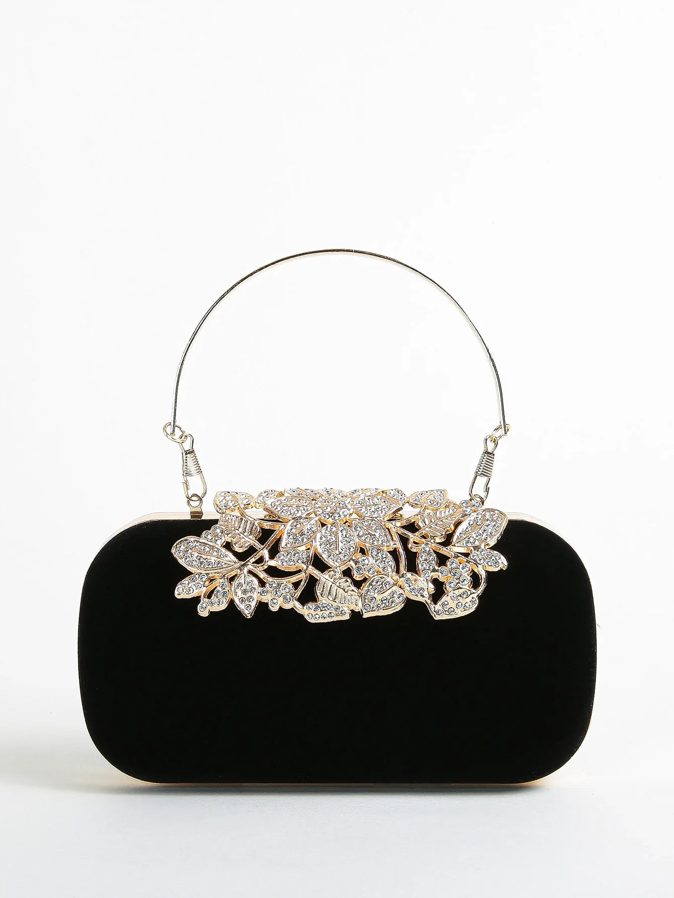 Rhinestone Clutch Bag with Crystal Floral Clasp Women Evening Handbag Formal Party Purse