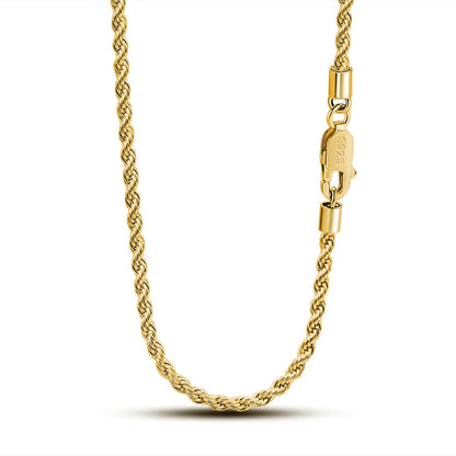 Men 100%925 Sterling Silver 3mm Twist Rope Chain Necklace Women Diamond Cut Clasp Box Chain 16-30 inch Chocker Jewelry Boy Gifts