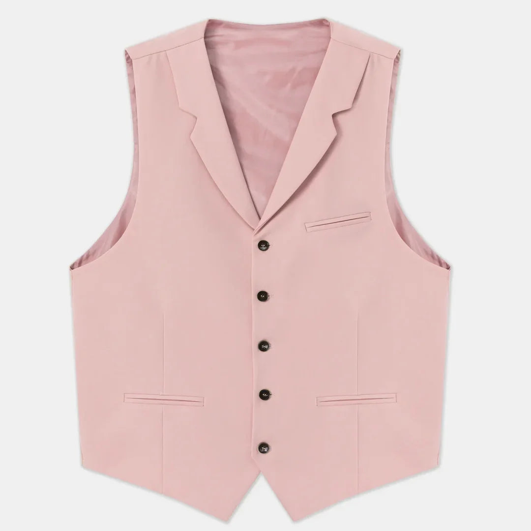 Men Vest Beige With Lapel Solid Single Button Waistcoat For Wedding Birthday Banquet Party Business Daily Casual Men Suit Vest