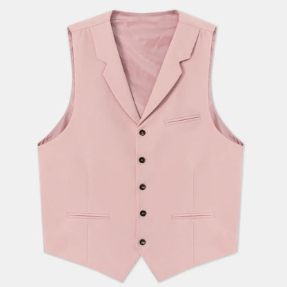 Men Vest Beige With Lapel Solid Single Button Waistcoat For Wedding Birthday Banquet Party Business Daily Casual Men Suit Vest