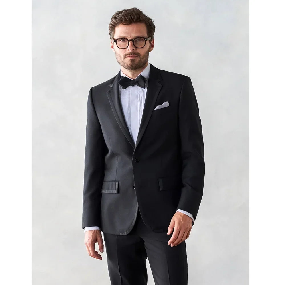 Black Slim Fit Men Suits Single Breasted Notch Lapel 2 Piece Jacket Pants Set High Quality Wedding Groom Bespoke Outfits Terno