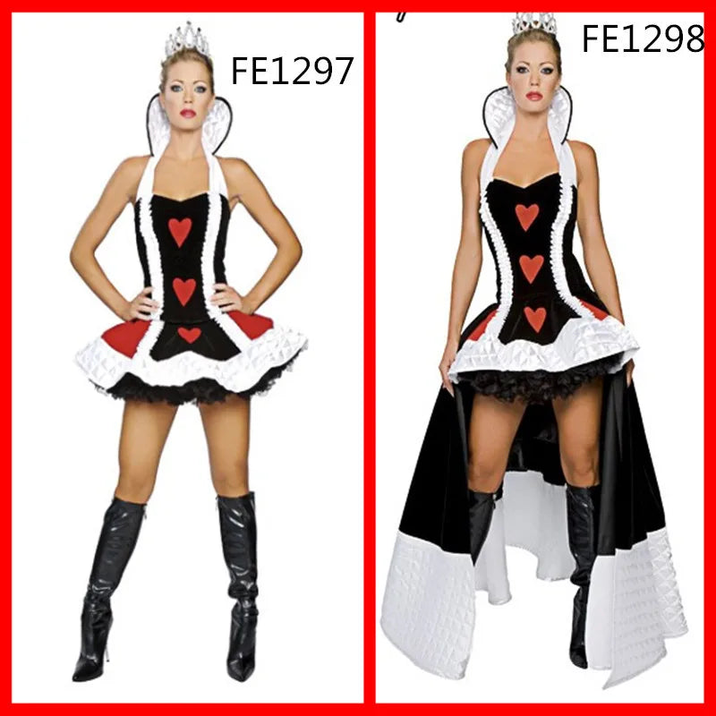 Sexy Queen of Hearts Costume Women Adult Fantasy Party Cosplay Fancy Sexy Costume Disfraz Adulto Halloween Carnival Dress Up