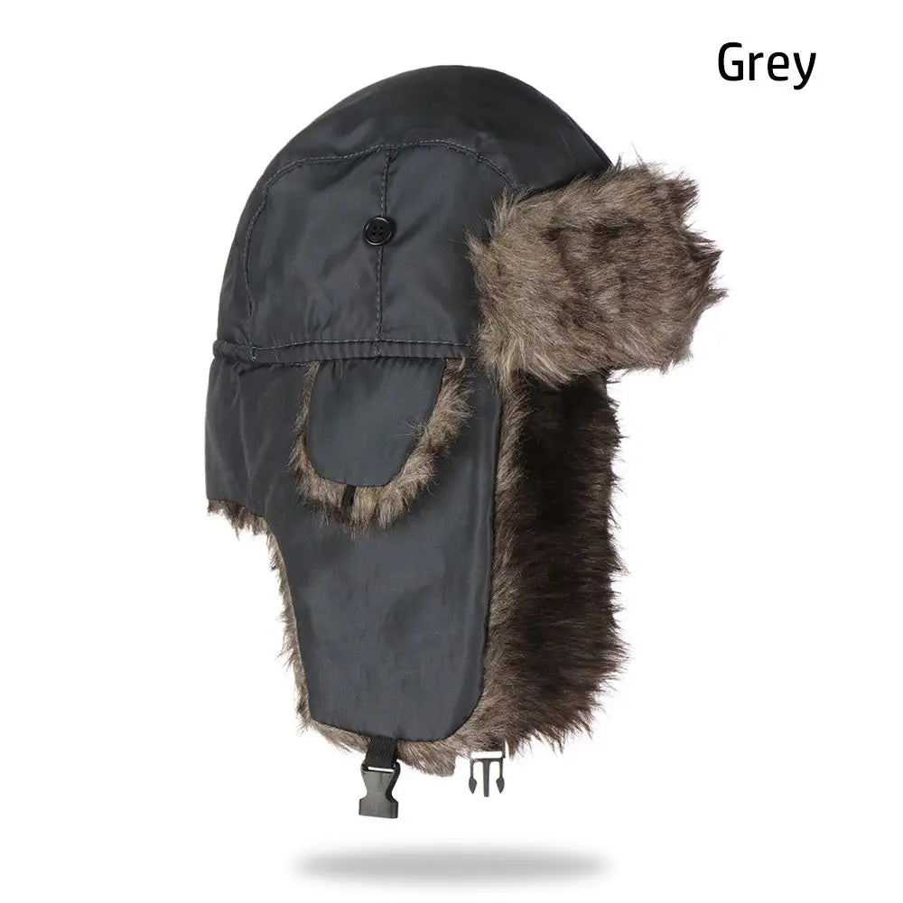 Men's Winter Trapper Aviator Trooper Earflap Warm Russian Waterproof Ski Hat Bomber Cap Russian Warm Ear Protectors Hats