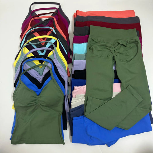 2Pcs Women's Gym Yoga Set Seamless High Waist Leggings Sports Bra Top Workout Outfit Fitness Activewear Runothes Outfit Yoga Set