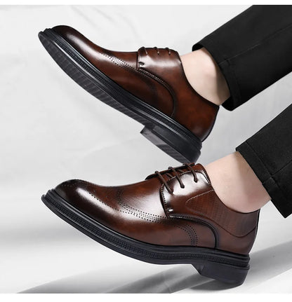Business Formal Casual Wedding Shoes for Men Fashion New Designer Inner Increase Shoes Male Spring Autumn Retro Leather Shoe Man