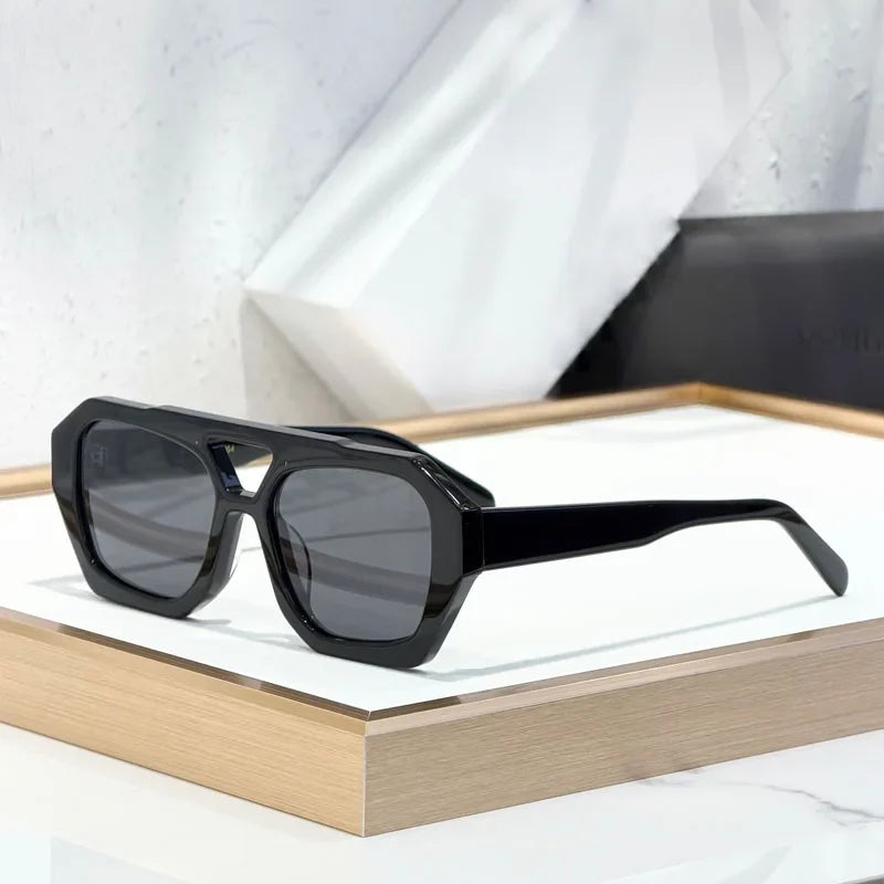 Designer Hollow Thick Acetate Women's Sunglasses Handmade Square Brand Design High Quality Female UV400 Prescription Glasses